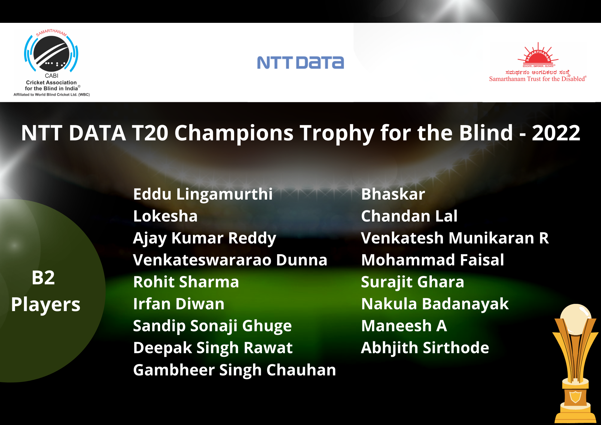 NTT DATA T20 Champions Trophy for the Blind – 2022 B2