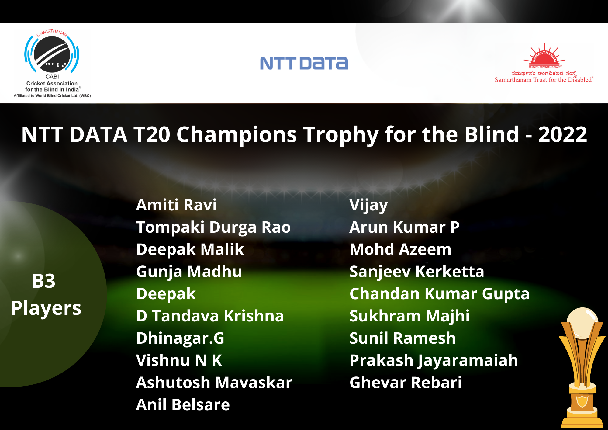NTT DATA T20 Champions Trophy for the Blind – 2022 B3