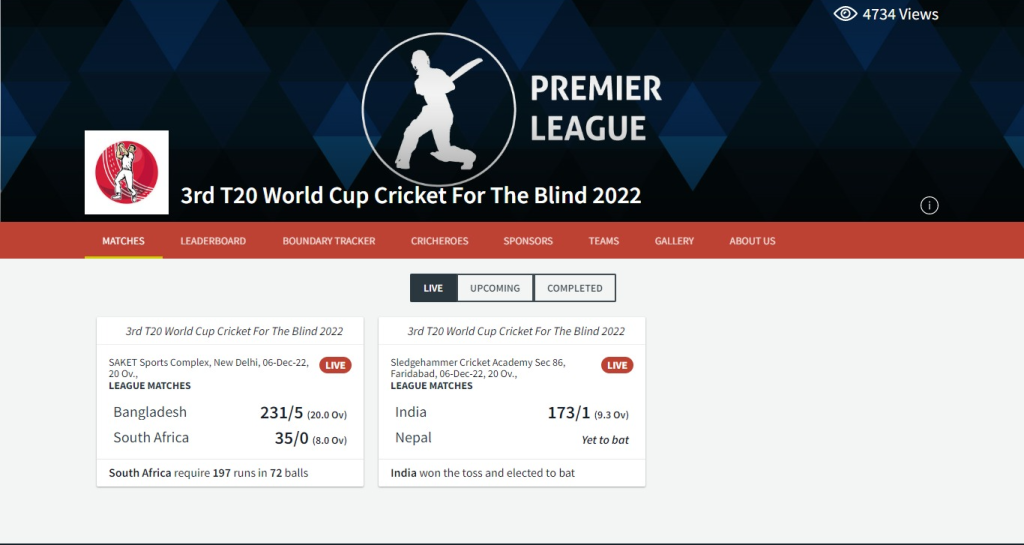 3rd T20 World Cup Cricket For The Blind 2022 - Cricket live Scores, Matches, Fixtures, Teams, Result, Stats, Points Table and news - CricHeroes