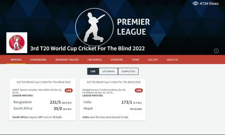 3rd T20 World Cup Cricket For The Blind 2022 - Cricket live Scores, Matches, Fixtures, Teams, Result, Stats, Points Table and news - CricHeroes