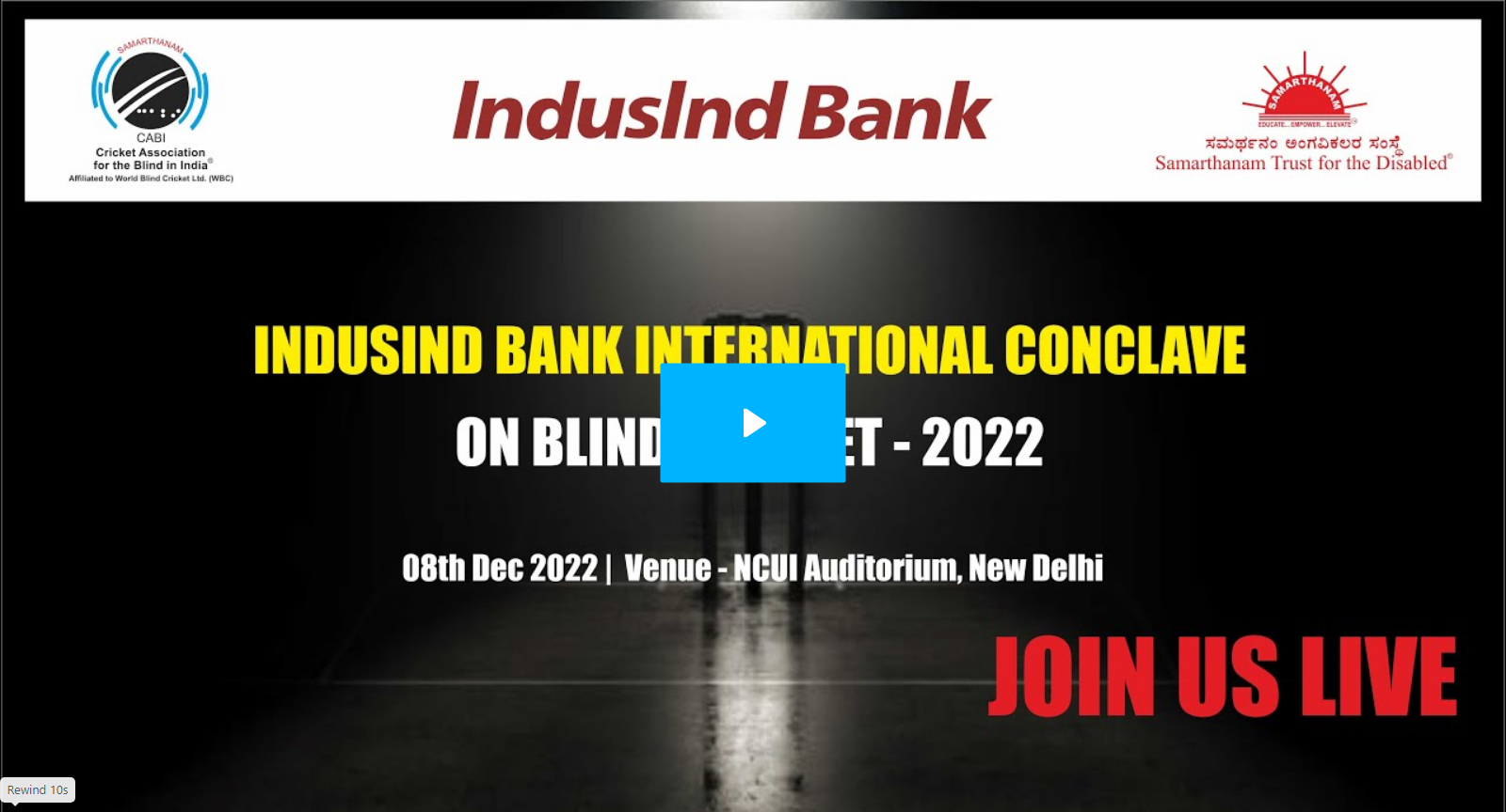 INDUSIND BANK INTERNATIONAL CONCLAVEON BLIND CRICKET - 2022