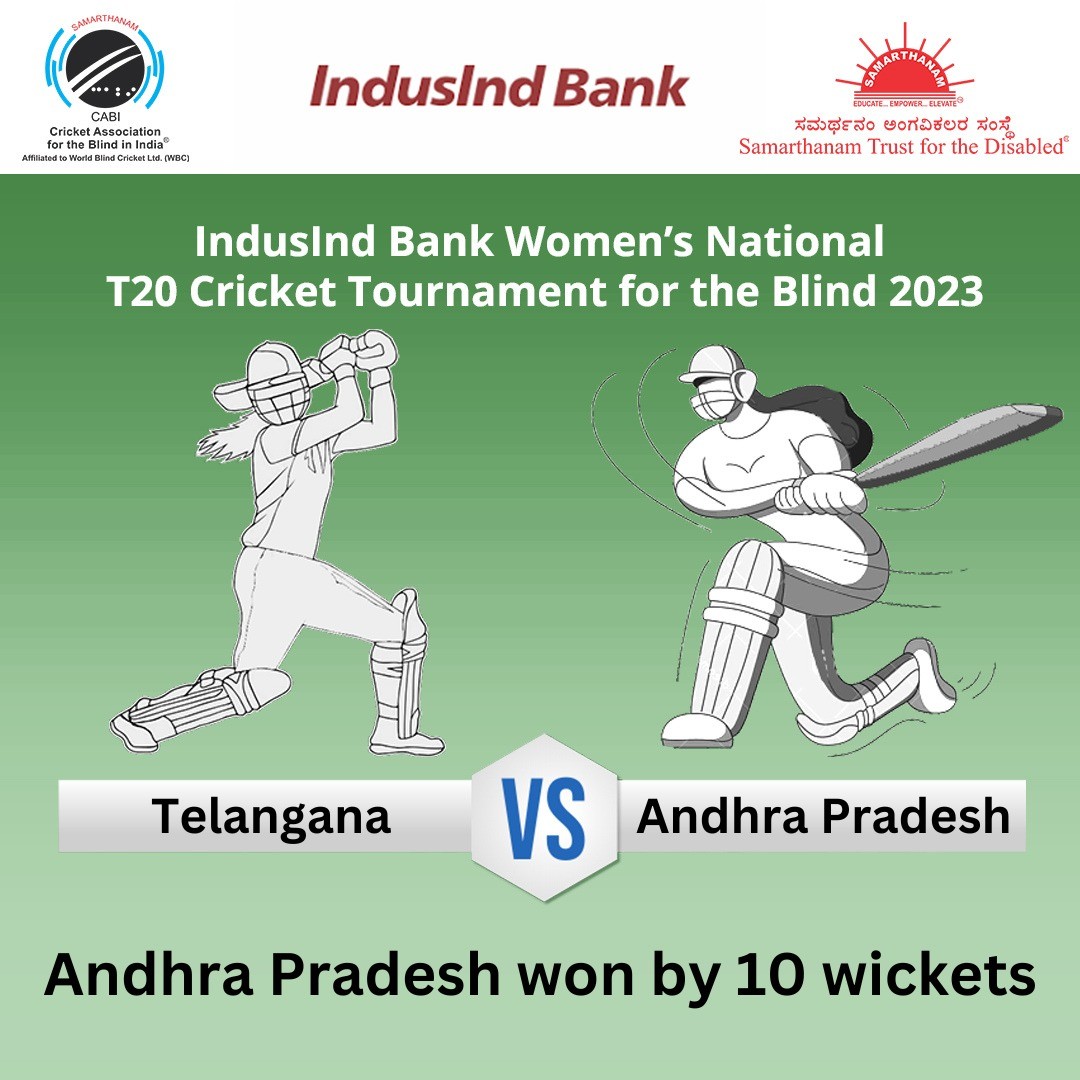 Andhra Pradesh Women won by 10 wickets in IndusInd Bank Women’s National T20 Cricket Tournament for the Blind 2023