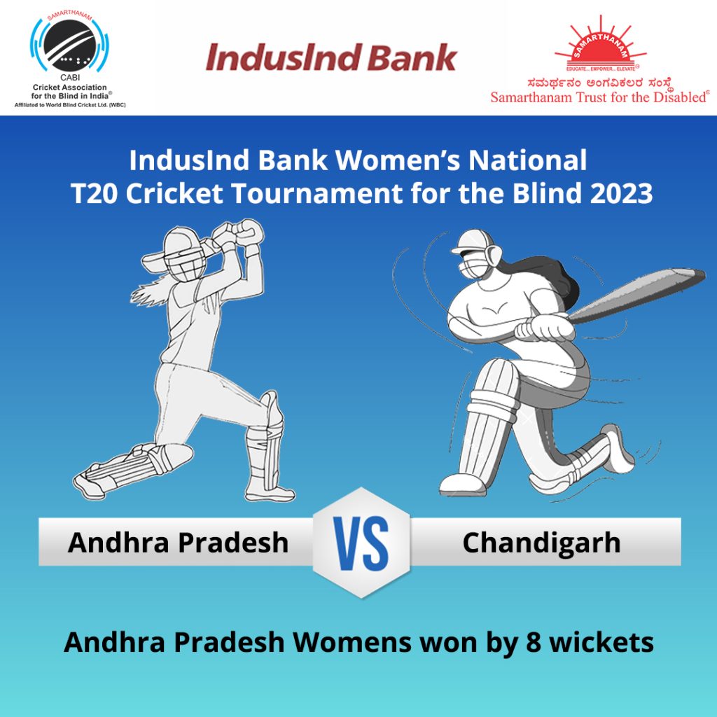Andhra Pradesh Womens won by 8 wickets in IndusInd Bank Women’s National T20 Cricket Tournament for the Blind 2023