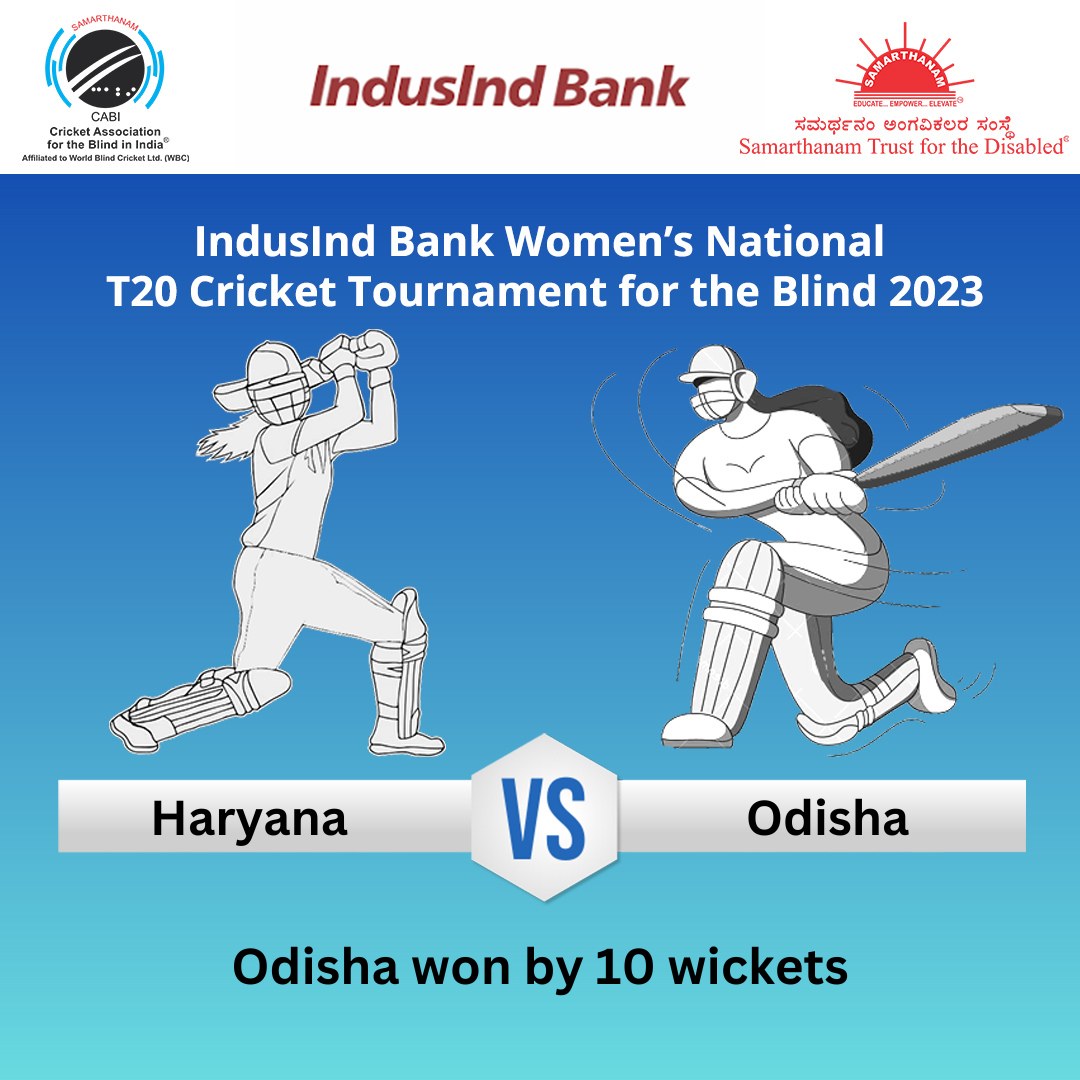 Odisha Womens won by 10 wickets in IndusInd Bank Women’s National T20 Cricket Tournament for the Blind 2023