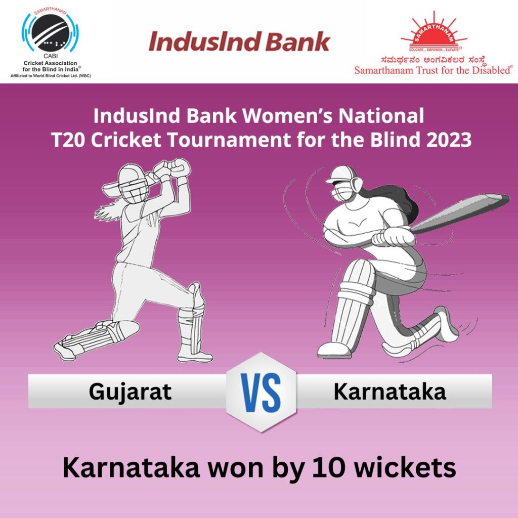 Karnataka Women won by 10 wickets in IndusInd Bank Women’s National T20 Cricket Tournament for the Blind 2023