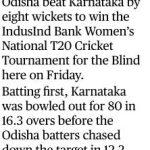 Media coverage IndusInd Bank Women’s National T20 Cricket Tournament for the Blind 2023-19