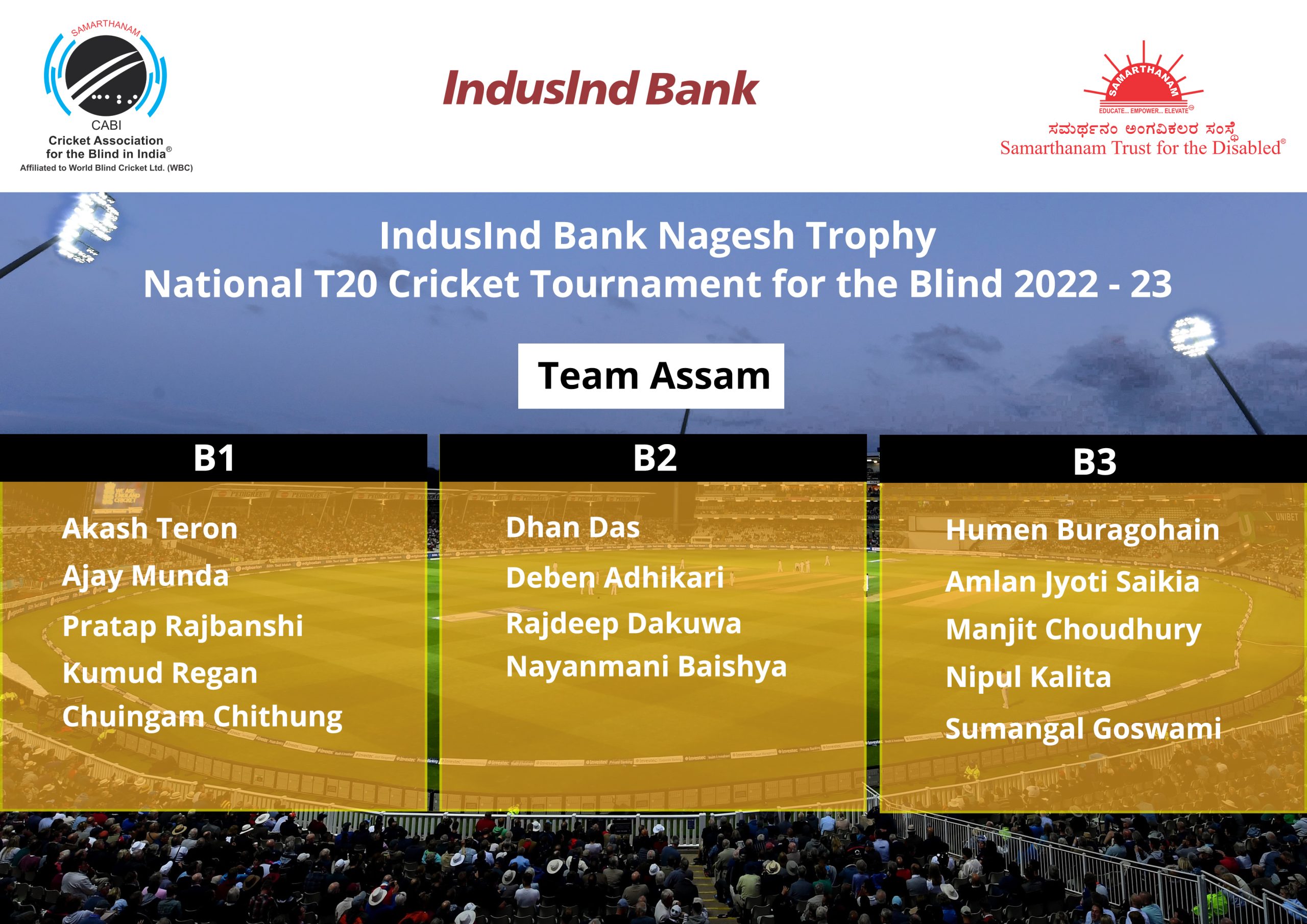 Group F players of IndusInd Bank Nagesh Trophy National T20 Cricket Tournament for the Blind 2022 – 2023