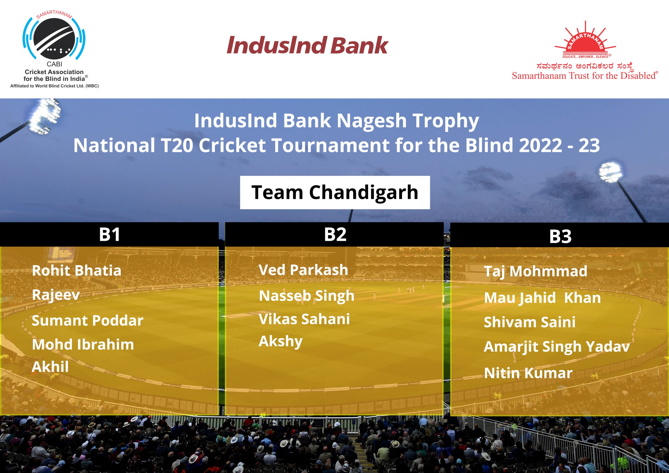Team Chandigarh of IndusInd Bank Nagesh Trophy National T20 Cricket Tournament For The Blind 2022-23