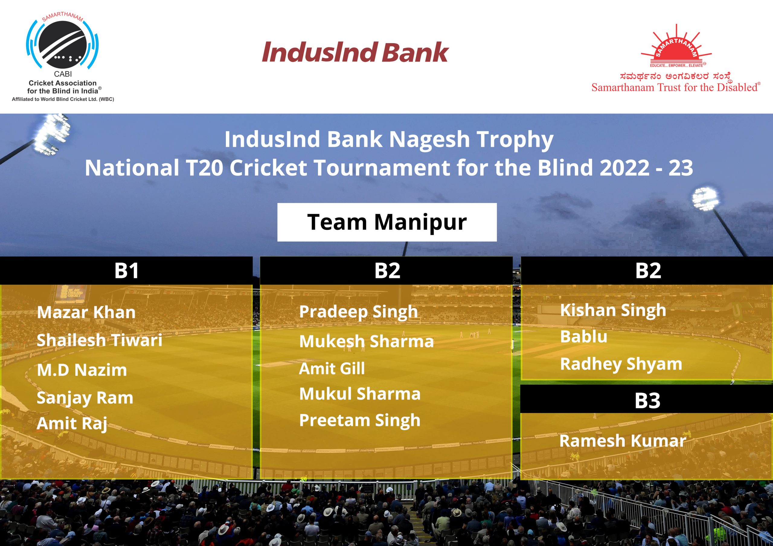 Team Manipur of IndusInd Bank Nagesh Trophy National T20 Cricket Tournament For The Blind 2022-23