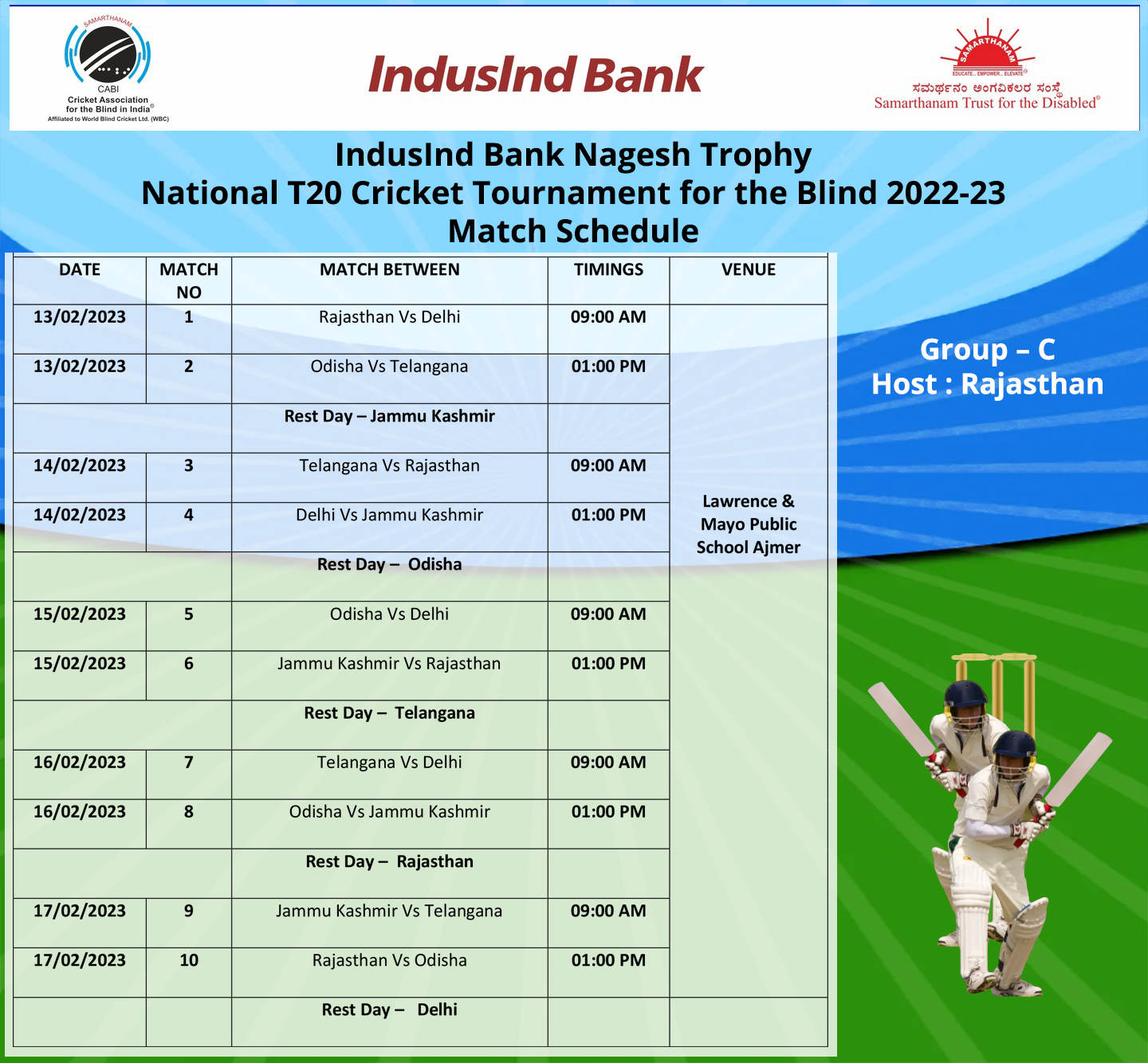 Match-Schedule-of-Group-C-IndusInd-Bank-Nagesh-Trophy-National-T20-Cricket-Tournament-for-the-Blind-2022-–-2023