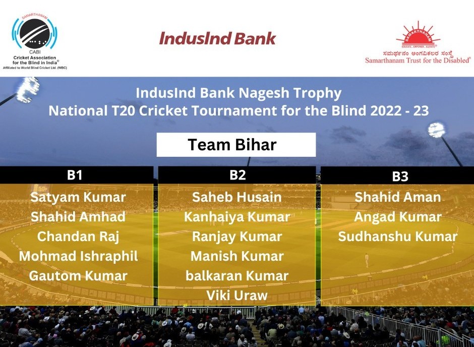 Team Bihar of IndusInd Bank Nagesh Trophy National T20 Cricket Tournament for the Blind 2022 – 2023