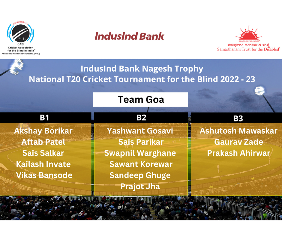 Team Goa of IndusInd Bank Nagesh Trophy National T20 Cricket Tournament For The Blind 2022-23