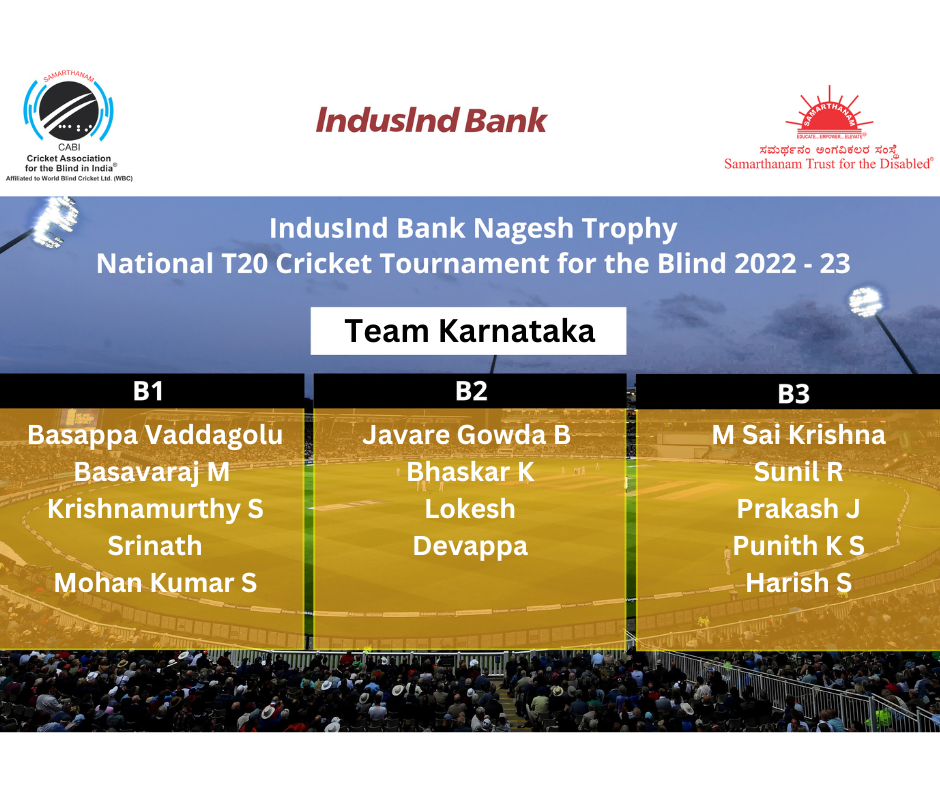 Group B players of IndusInd Bank Nagesh Trophy National T20 Cricket Tournament for the Blind 2022 – 2023