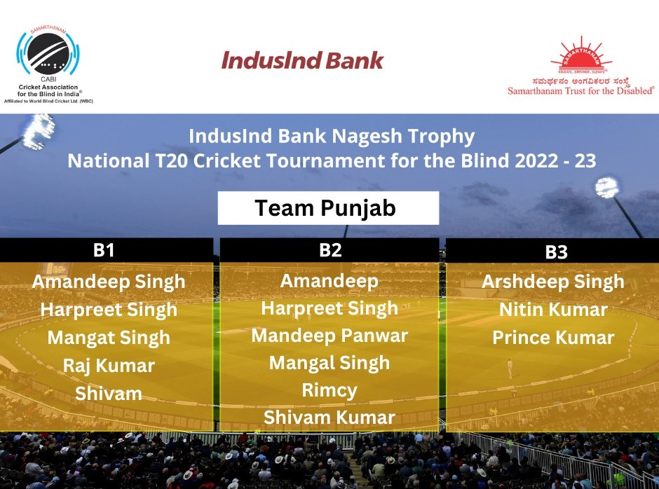 Team Punjab of IndusInd Bank Nagesh Trophy National T20 Cricket Tournament for the Blind 2022 – 2023
