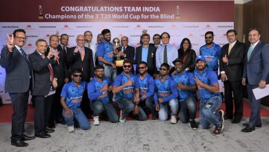 The Indian Blind Cricket Team has received felicitation from IndusInd Bank for their remarkable triumph in the third T20 Cricket World Cup for the Blind-1