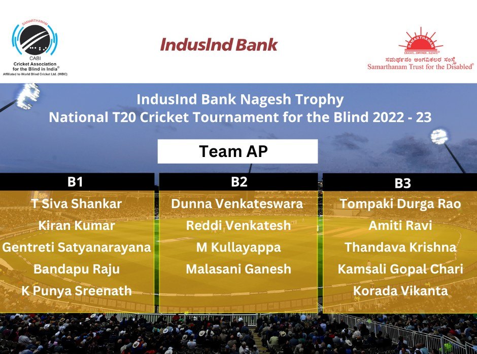 Group A players of IndusInd Bank Nagesh Trophy National T20 Cricket Tournament for the Blind 2022 – 2023