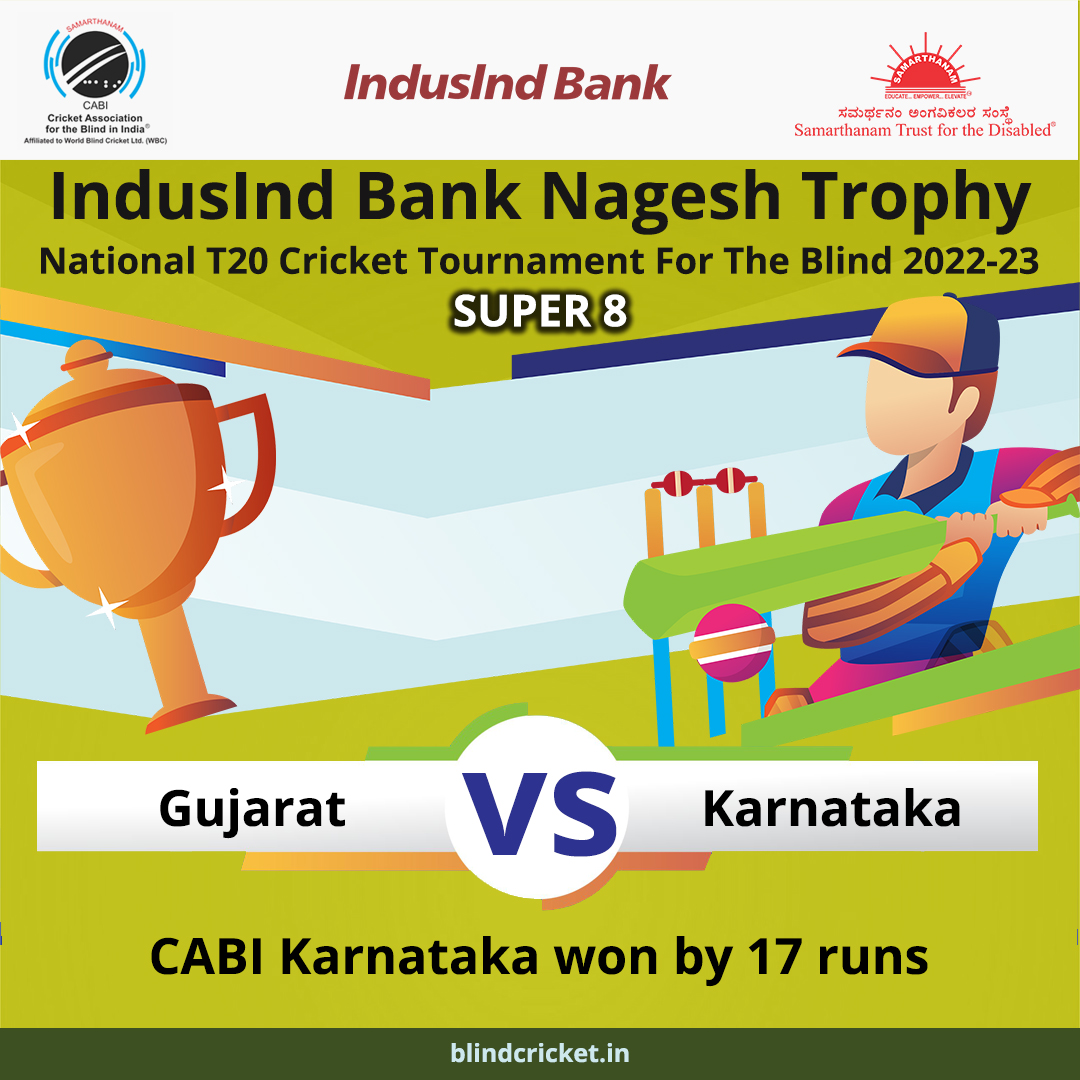 CABI Karnataka won by 17 runs in IndusInd Bank Nagesh Trophy National T20 Cricket Tournament For The Blind 2022-23