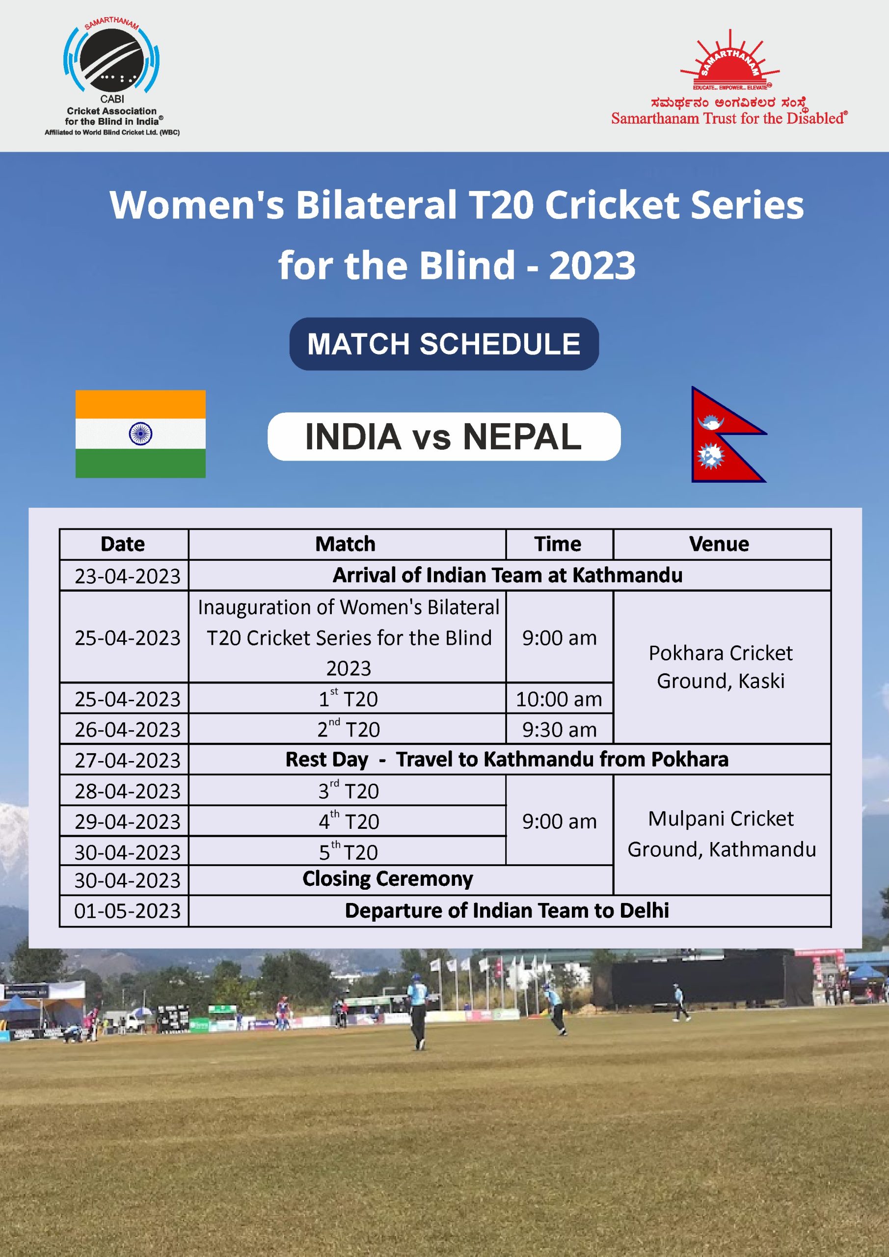 Match Schedule _ Final (India vs Nepal)