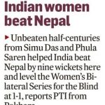 media coverage of India-Nepal Women Bilateral T20 Cricket Series for the Blind-1
