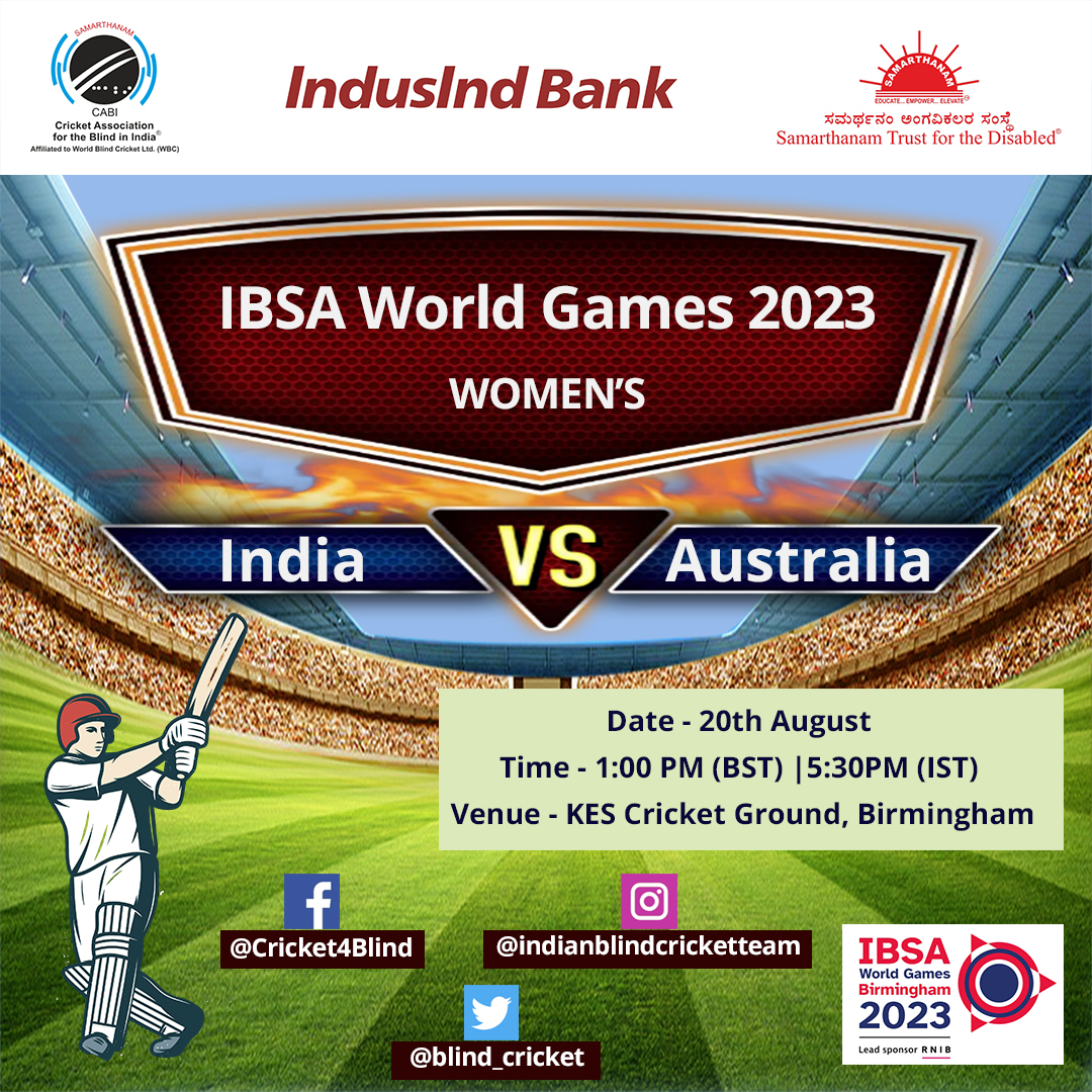 india vs australia on 20th august womens ibsa world games
