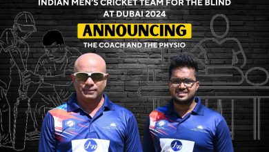 Mr. Omkar Deshpande as physiotherapist for Indian Mens Cricket Team for the Blind at the Triangular Cricket Series for the Blind UAE 2024