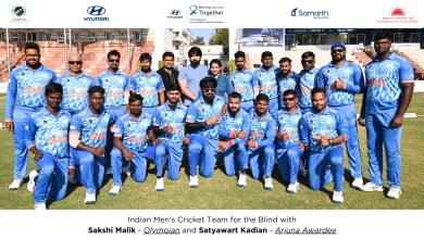 Olympian Sakshi Malik and Arjuna Awardee Satyawart Kadian met with the inspiring Indian Mens Cricket Team for the Blind