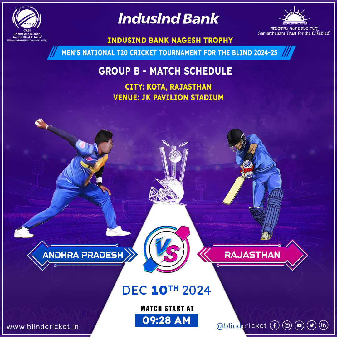 CAB Andhra Pradesh won by 65 runs in IndusInd Bank Nagesh Trophy Mens National T20 Cricket Tournament For The Blind 2024-25