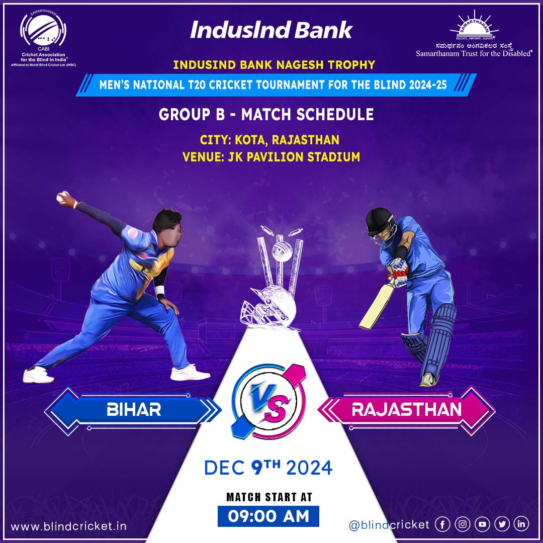 CAB Rajasthan won by 5 wickets in IndusInd Bank Nagesh Trophy Mens National T20 Cricket Tournament For The Blind 2024-25