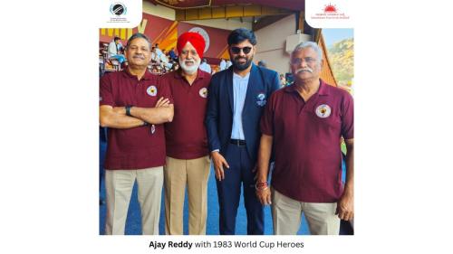 Ajay Kumar Reddy sharing moments with cricket icons at the One World One Family Cup-3