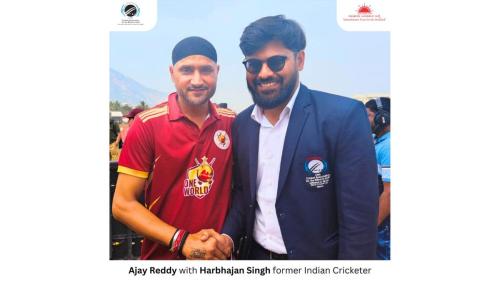 Ajay Kumar Reddy sharing moments with cricket icons at the One World One Family Cup-5