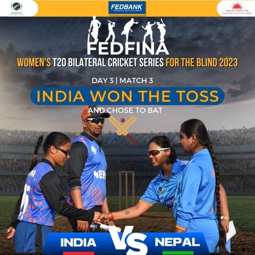 India won the toss and chose to bat in Match 3 of 5 Fedfina Womens T20 Bilateral Cricket Series For The Blind 2023-1