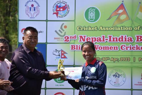 Nepal won by 8 wickets in India-Nepal Women Bilateral T20 Cricket Series for the Blind-1